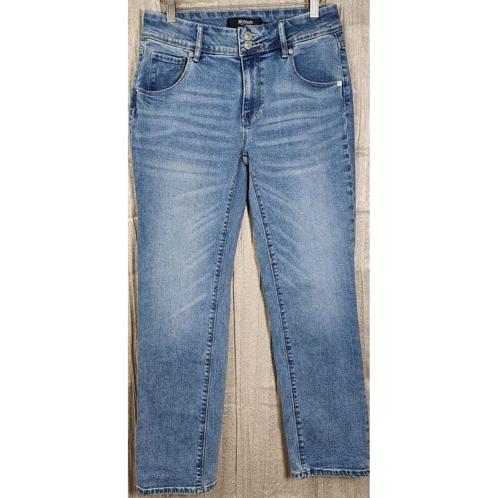 Hudson Signature Flap Pocket Mid Rise Tapered Leg Stretch Jeans 27 Double Button